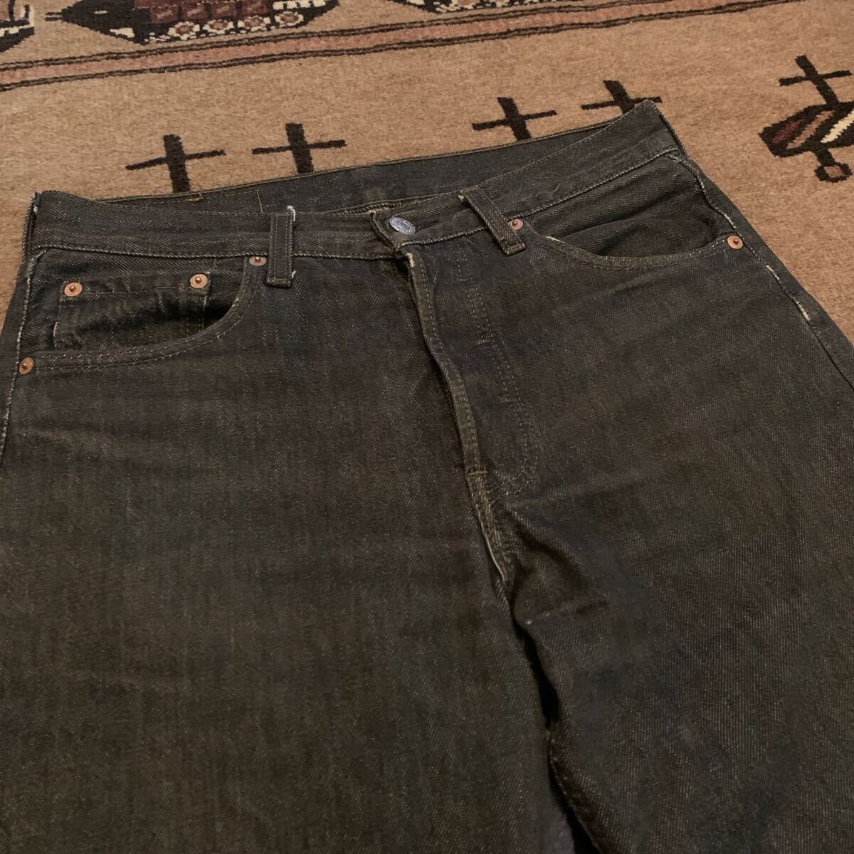 1990s リーバイス Levi's 501 先染め ブラック デニム　W30 /ヴィンテージ古着40s50s60s70s80s年代チャンピオン66前期後期リバースbigE赤耳_画像2