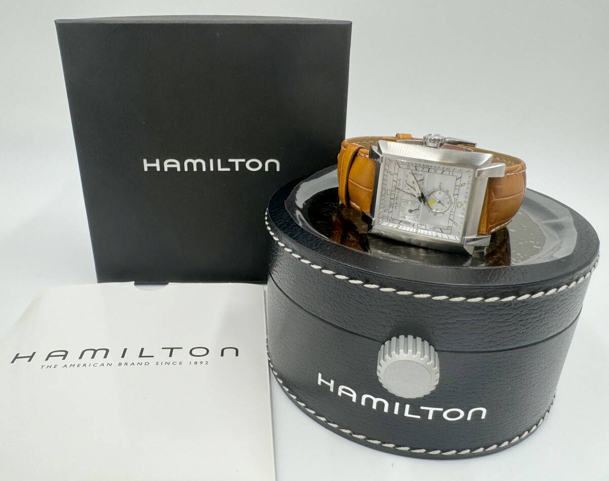 ◆ハミルトン HAMILTONトレント ムーンフェイズ メンズ腕時計 稼働品 クオーツ 箱付◆の画像1