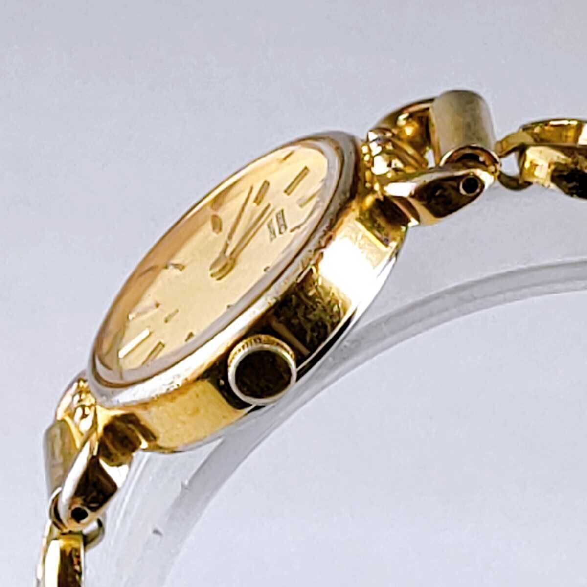 SEIKO セイコー 腕時計 クウォーツ 1400-0500 時計 ヴィンテージ 2針 金文字盤 アクセ アクセサリー アンティーク レトロ_画像6