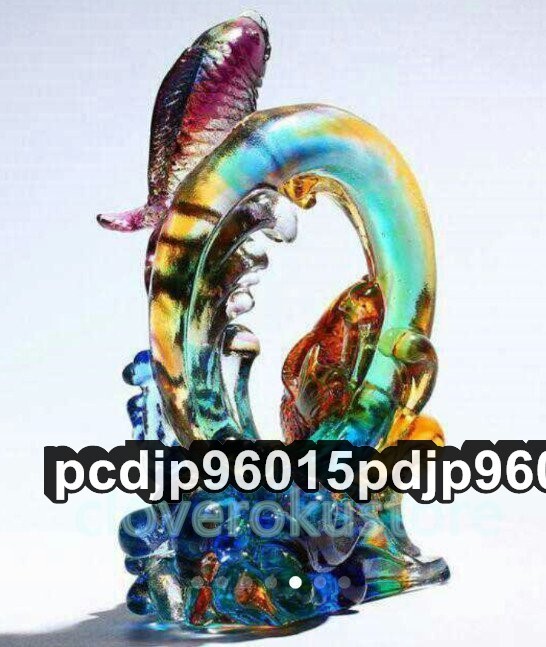 人気美品 魚瑠璃工芸品装飾品水晶置物_画像6