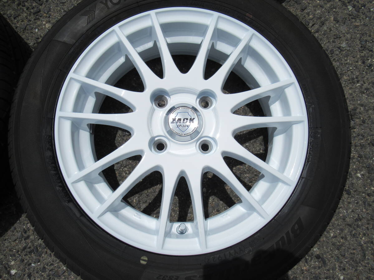 中古タイヤ☆155/65-14 155/65R14 ヨコハマ ブルーブルーEs ES32 ZACK ホワイト 4.5J+45 100 4H タント イース アルト ラパン ワゴンR等☆の画像2