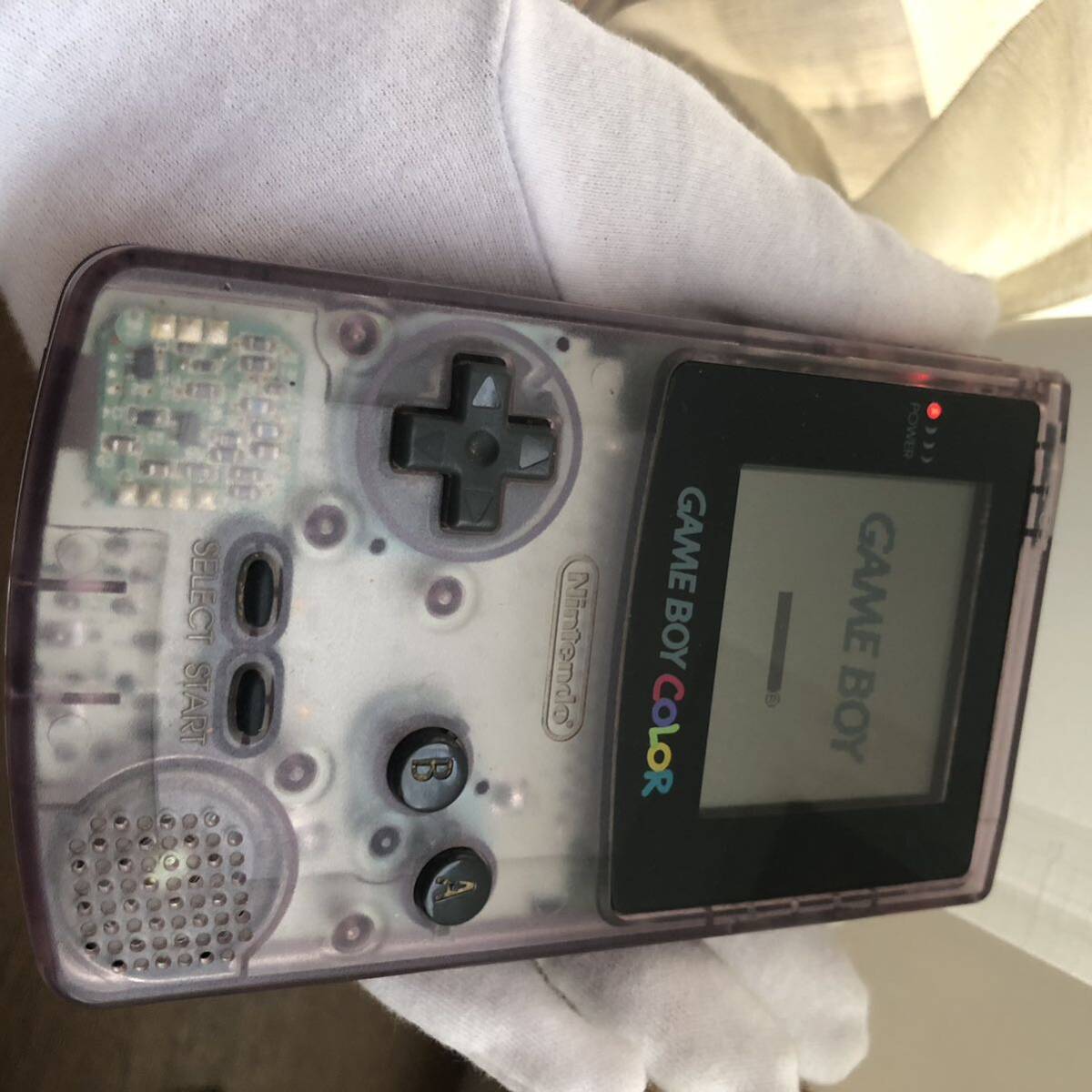 任天堂/Nintendo 動作確認済ゲームボーイカラー 本体のみ (CGB-001) クリアパープル GAMEBOY COLOR GBC の画像1