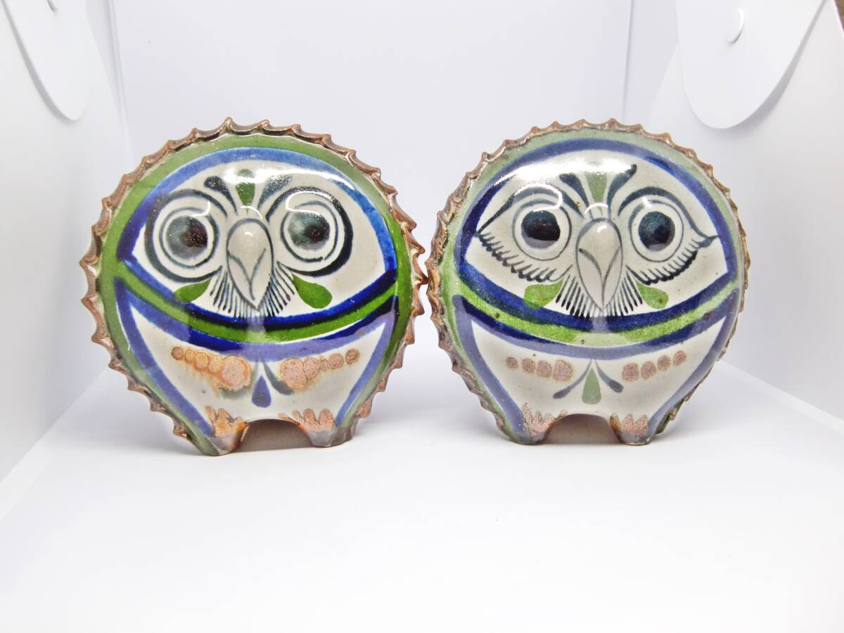 USED メキシコ トナラ焼き フクロウ 8体 陶器 置物 飾り ビンテージ まとめ売り_画像8