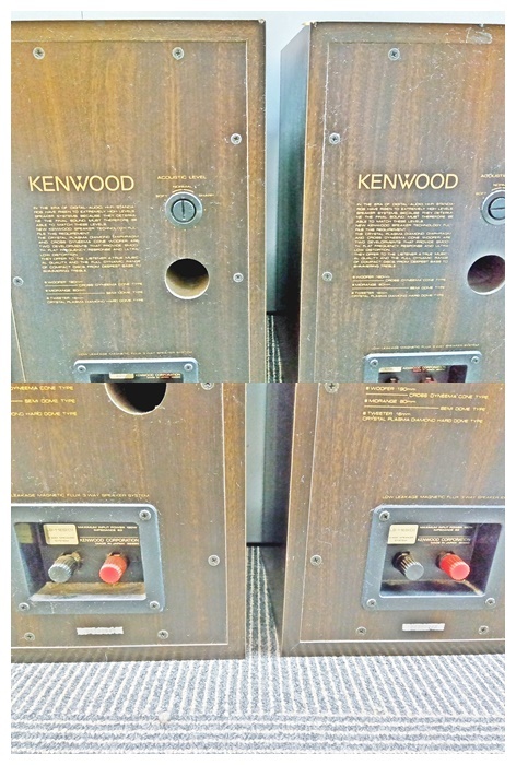 ジャンク KENWOOD LS-11ES 3wayスピーカー 2台 ブラウン 木製 ケンウッド_画像4