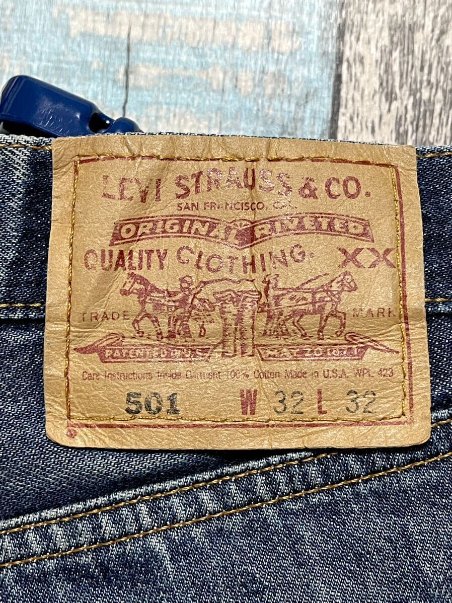 濃紺 Vintage USA製 97年製 90s リーバイス Levi's 501 デニムパンツ ジーンズ ヴィンテージ ボタン裏 553 当時モノ 16_画像3