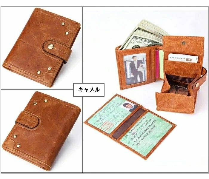 メンズ 財布 二つ折り財布 本革 紳士用財布 ウォレット プレゼント シンプル 人気 小銭入れ レザー大容量 カード ☆ブラウン_画像5