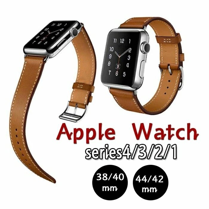 コンパチ Apple Watch 対応 バンド 本革ベルト アップルウォッチバンド 38/40mm 42/44mm apple watch series4/3/2/1 ☆5色選択可/1_画像1