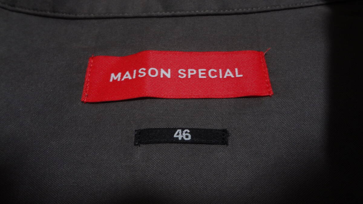 送料230円★美品sizeL位★MAISON SPECIAL☆メゾン スペシャル★長袖★オープンカラーシャツ/濃グレーチャコール★カジュアル★メンズ_画像4