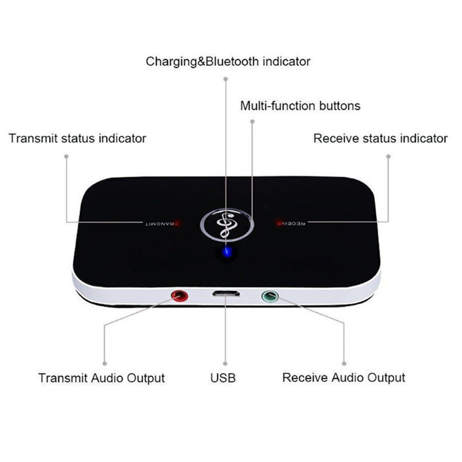 B6-Bluetoothワイヤレスオーディオレシーバー/トランスミッター5.0,3.5mm,3.5,PCおよびTV用,AUXミュージックアダプターの画像8