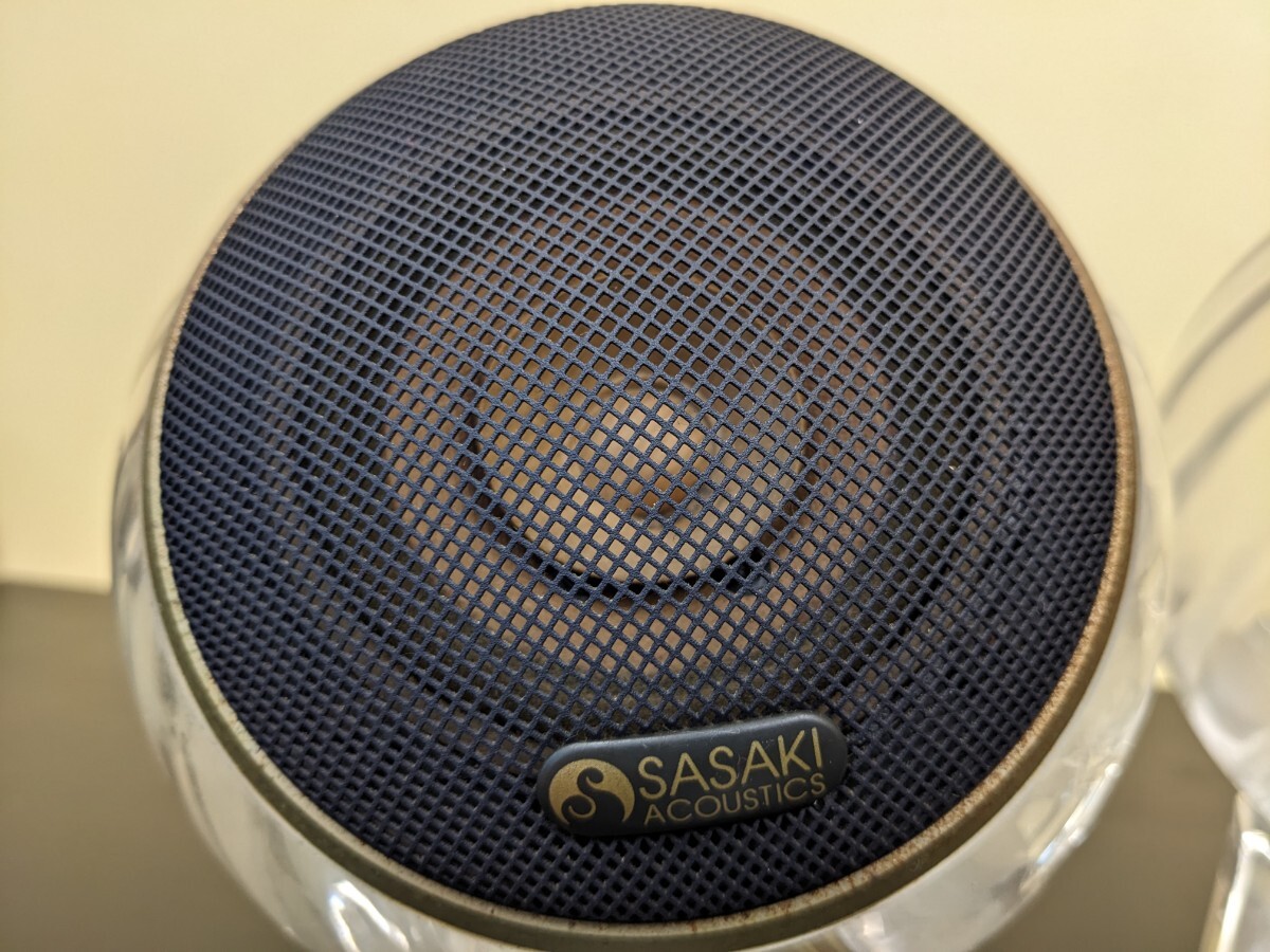 音出しOK SASAKI ACOUSTICS.CW160−AV　ガラスボール　スピーカー　ペア　ササキオーデイオ機器　　台付_画像7