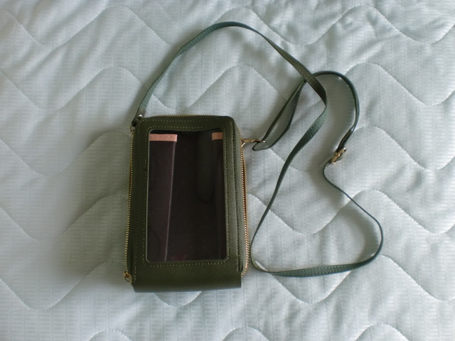 0562 [. кошелек мобильный кейс смартфон плечо ] темно-зеленый 3 карман 