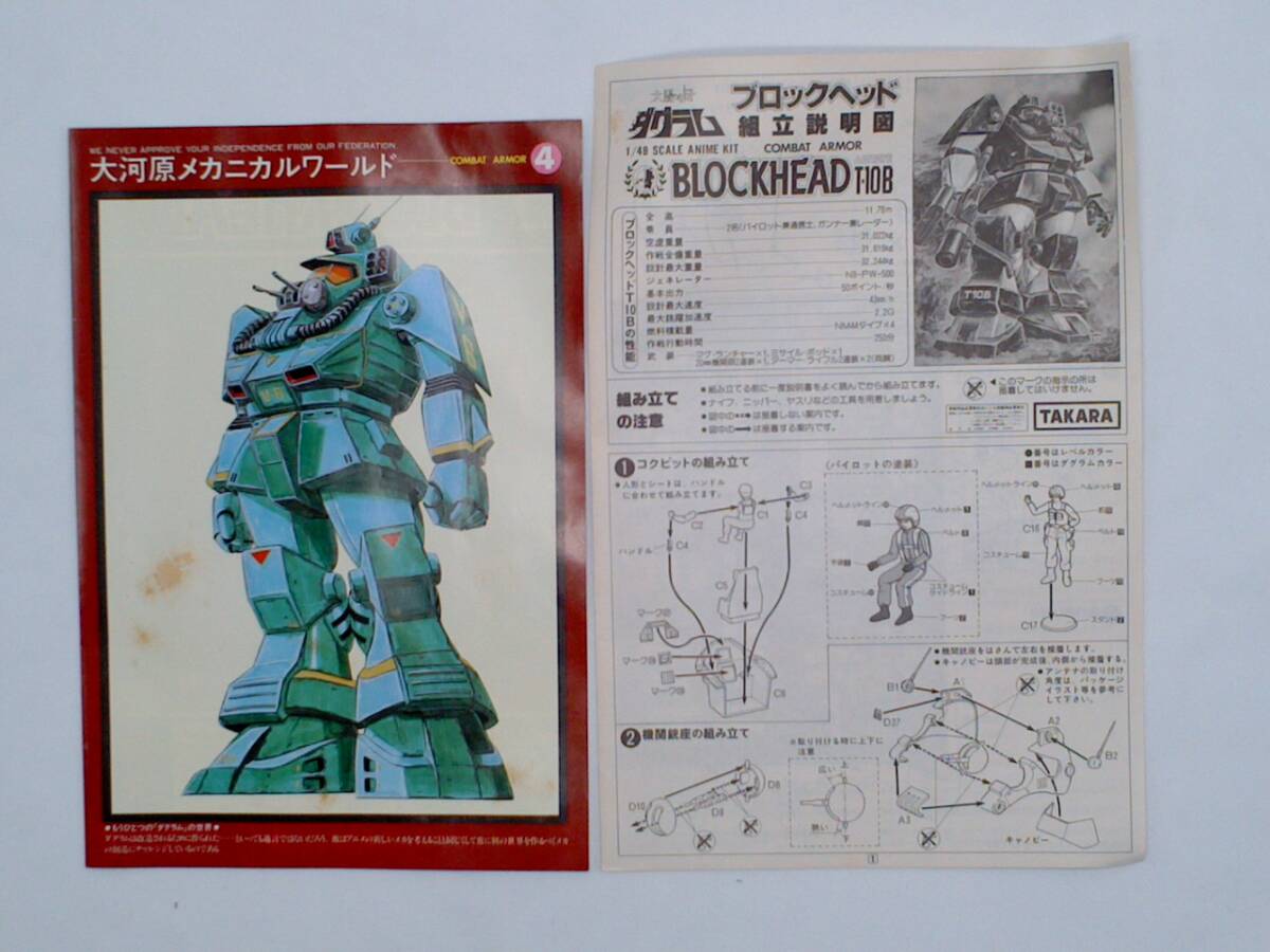 旧タカラ 1/48スケールアニメキット ブロックヘッド 太陽の牙ダグラム 未組立プラモデル 当時物の画像7