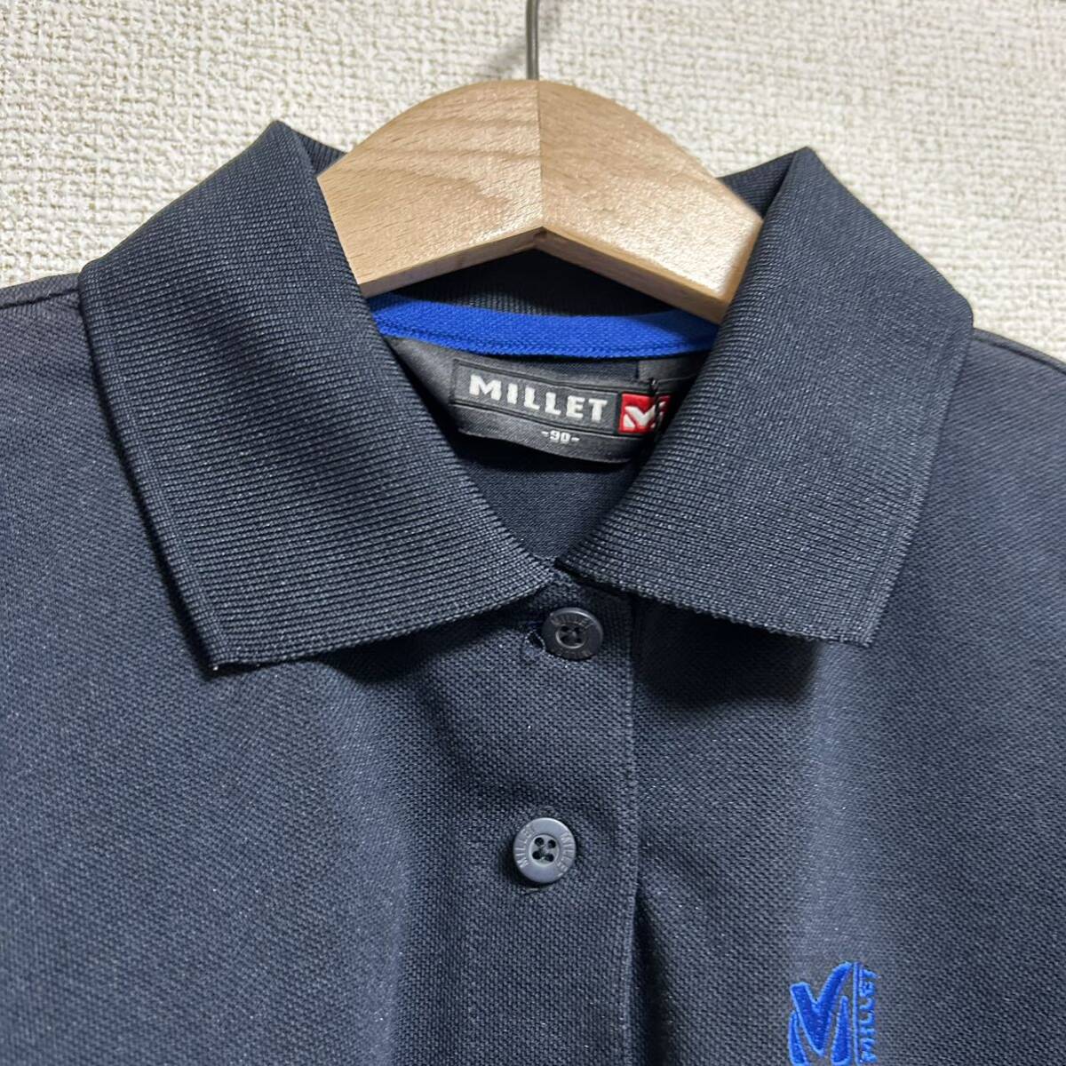 millet ミレー 登山用 ハイキング用 トレッキング ハーフジップ 半袖　シャツ　Tシャツ　ポロシャツ ネイビー S