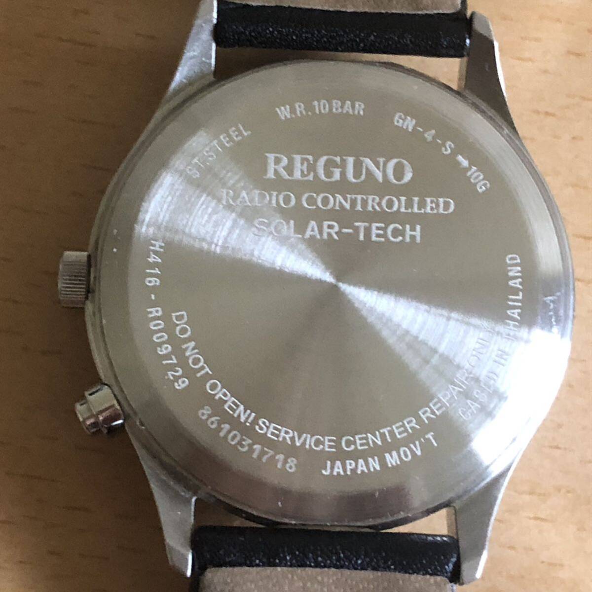 304-0008 CITIZEN Citizen REGUNO Regno men's wristwatch leather belt radio wave solar black black H416-R009729 operation verification ending Junk 