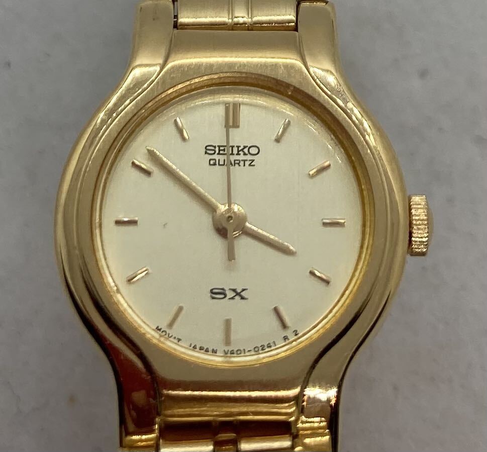 309-0394 SEIKO セイコー 腕時計 金属ベルト ゴールド 電池切れ 動作未確認_画像1