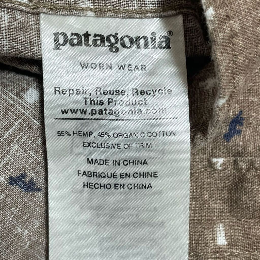 Patagonia Patagonia Short sleeve shirt short sleeves shirt hemp cotton shirt brown group Kids size L *58