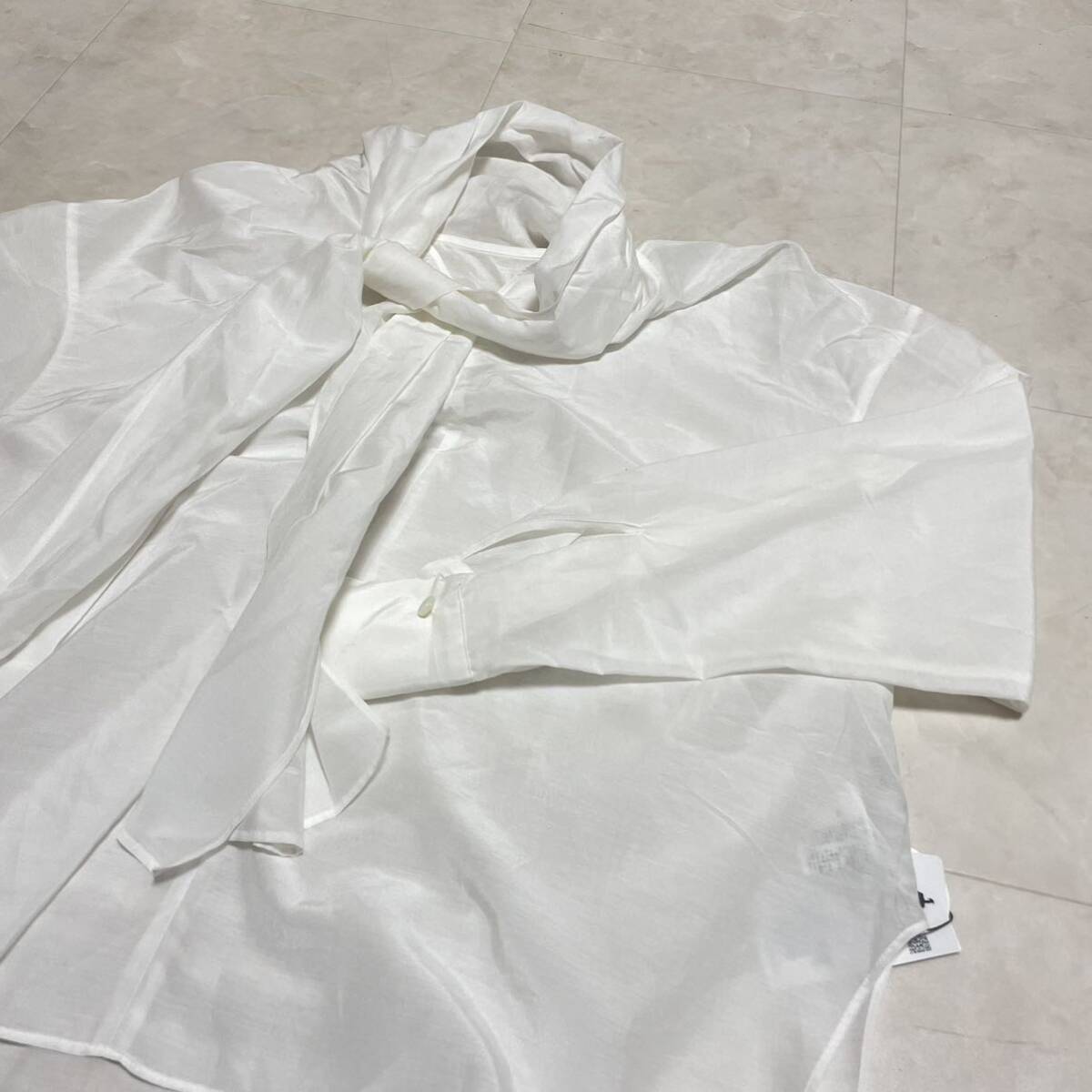 [ tag attaching / regular price ¥21000-] ROPE Rope rom and rear (before and after) 2WAY bow Thai blouse long sleeve shirt white lady's size inscription 38 M corresponding *15