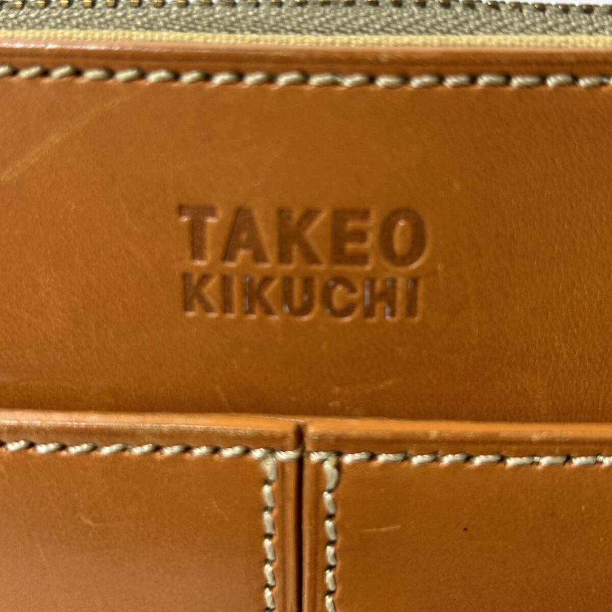 TAKEO KIKUCHI Takeo Kikuchi second bag clutch bag leather × canvas Brown *DO