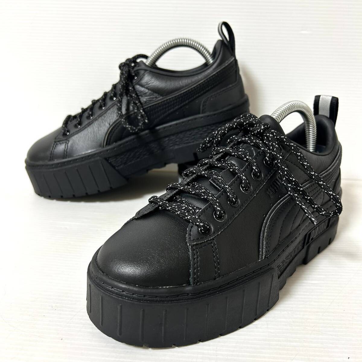 [ как новый ]PUMA Mayze RF 383729-02 Puma meiz спортивные туфли толщина низ платформа 22.5cm черный *BA