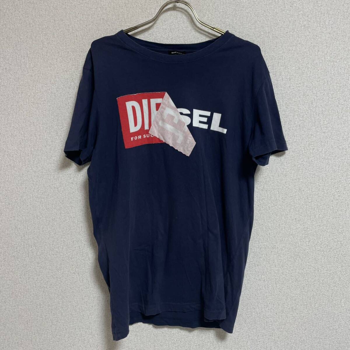 DIESEL ディーゼル ロゴプリントTシャツ 半袖Tee カットソー プルオーバー ネイビー メンズ サイズM ＊BJ_画像2