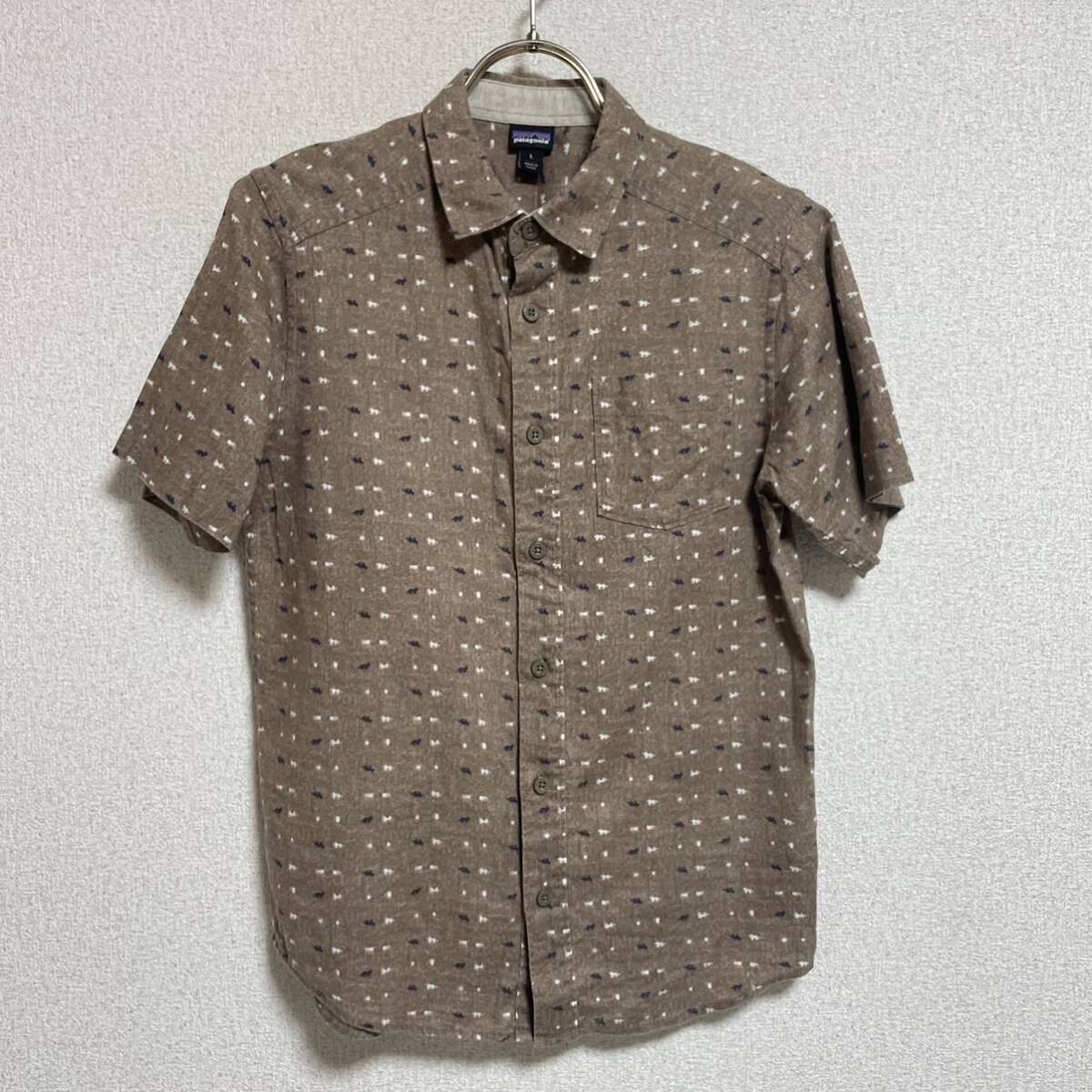 Patagonia Patagonia Short sleeve shirt short sleeves shirt hemp cotton shirt brown group Kids size L *58