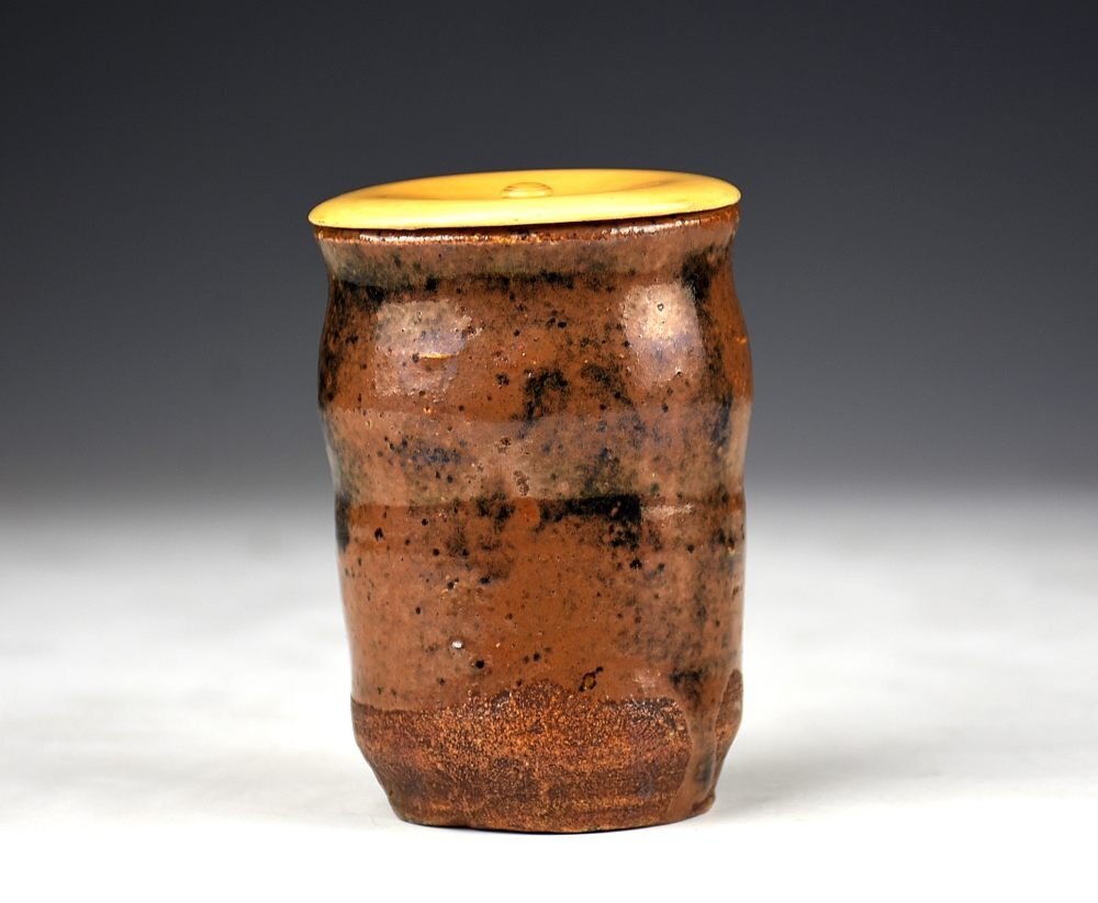 [ магазин c9619] старый изобразительное искусство старый Seto чай inserting тубус чашечка для сакэ посуда для сакэ . можно использовать размер персик гора ~ Edo первый период 