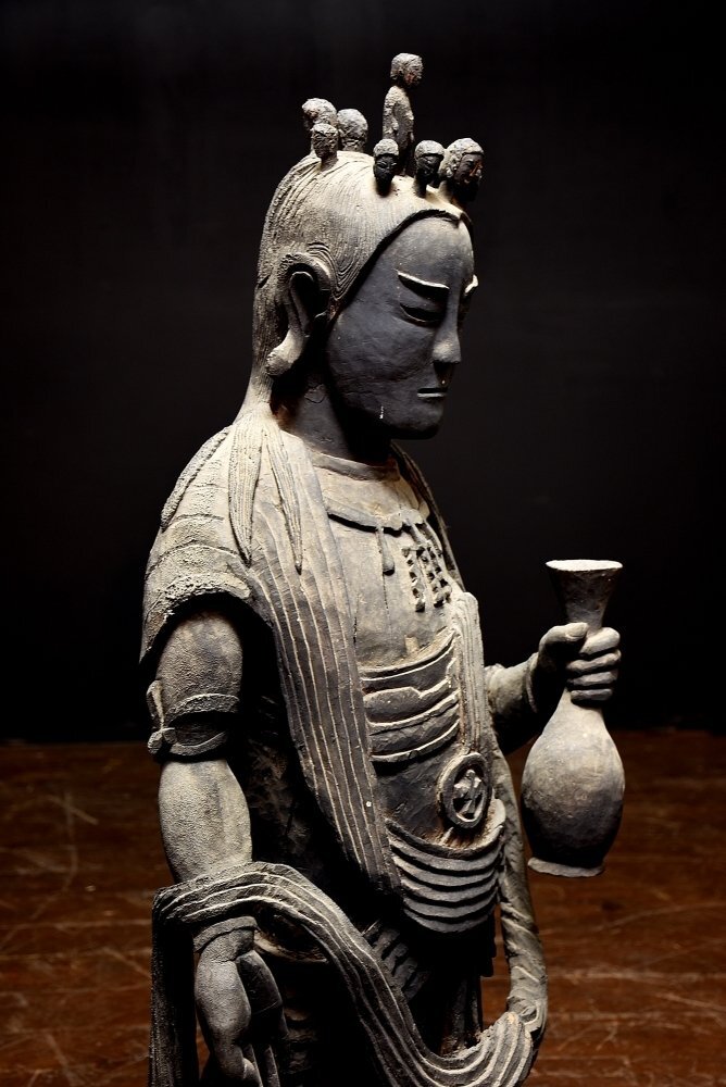 【蔵A1167】仏教古美術　木彫十一面像　鎌倉様式　一木造り　107ｃｍ_画像3