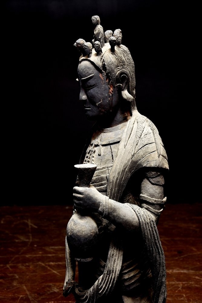 【蔵A1167】仏教古美術　木彫十一面像　鎌倉様式　一木造り　107ｃｍ_画像4