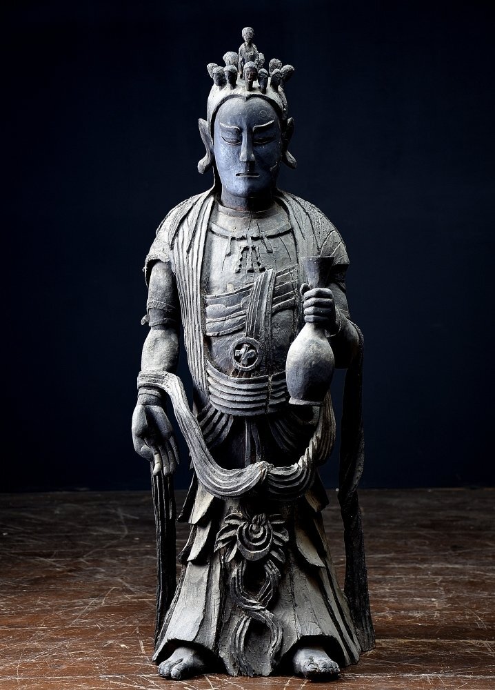 【蔵A1167】仏教古美術　木彫十一面像　鎌倉様式　一木造り　107ｃｍ_画像1