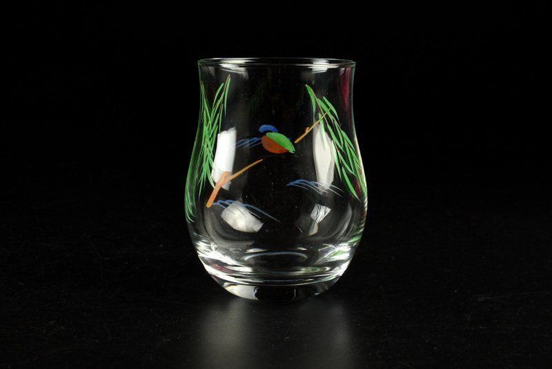 【蔵c9102d1】ガラス　エナメル彩　翡翠文　タンブラーグラス　コップ　十客_画像3