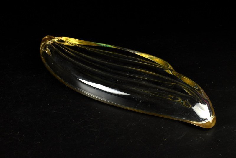 【蔵c9102b1】ガラス　縁金　葉型　長皿　木の葉皿　十客_画像6