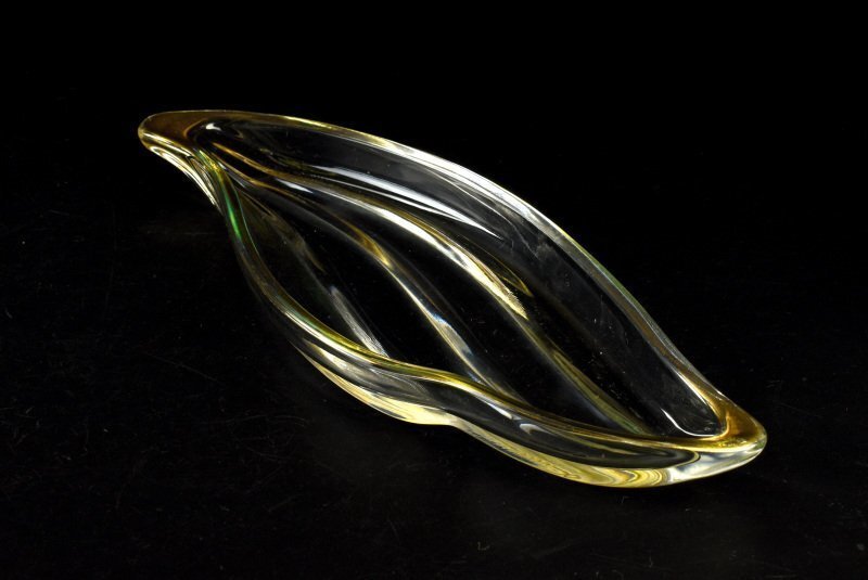 【蔵c9102b1】ガラス　縁金　葉型　長皿　木の葉皿　十客_画像5