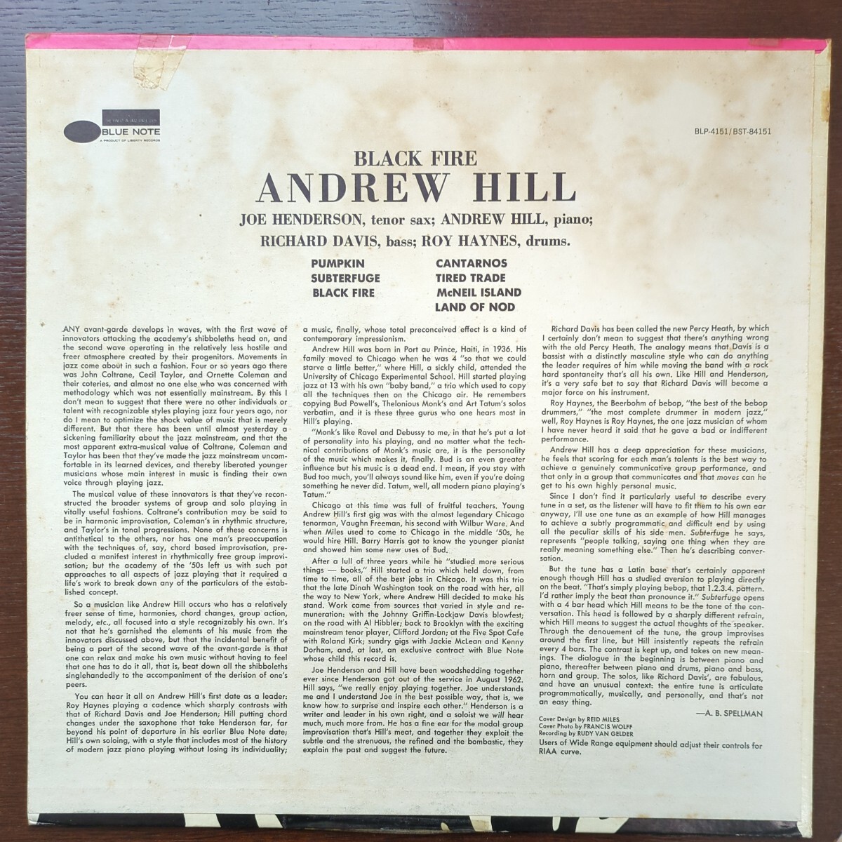 US van gelder RVG a ANDREW HILL BLACK FIRE joe henderson richard davis record レコード LP アナログ vinyl bluenote ブルーノート_画像2