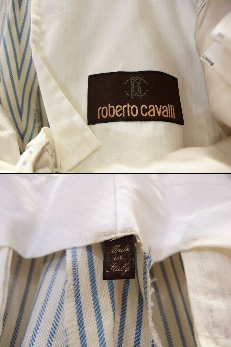 ロベルトカヴァリ roberto cavalli ストライプスーツ　ホワイトスーツ　白×ブルーストライプ メンズ ・50/50 ホワイト kz4808212303_画像8