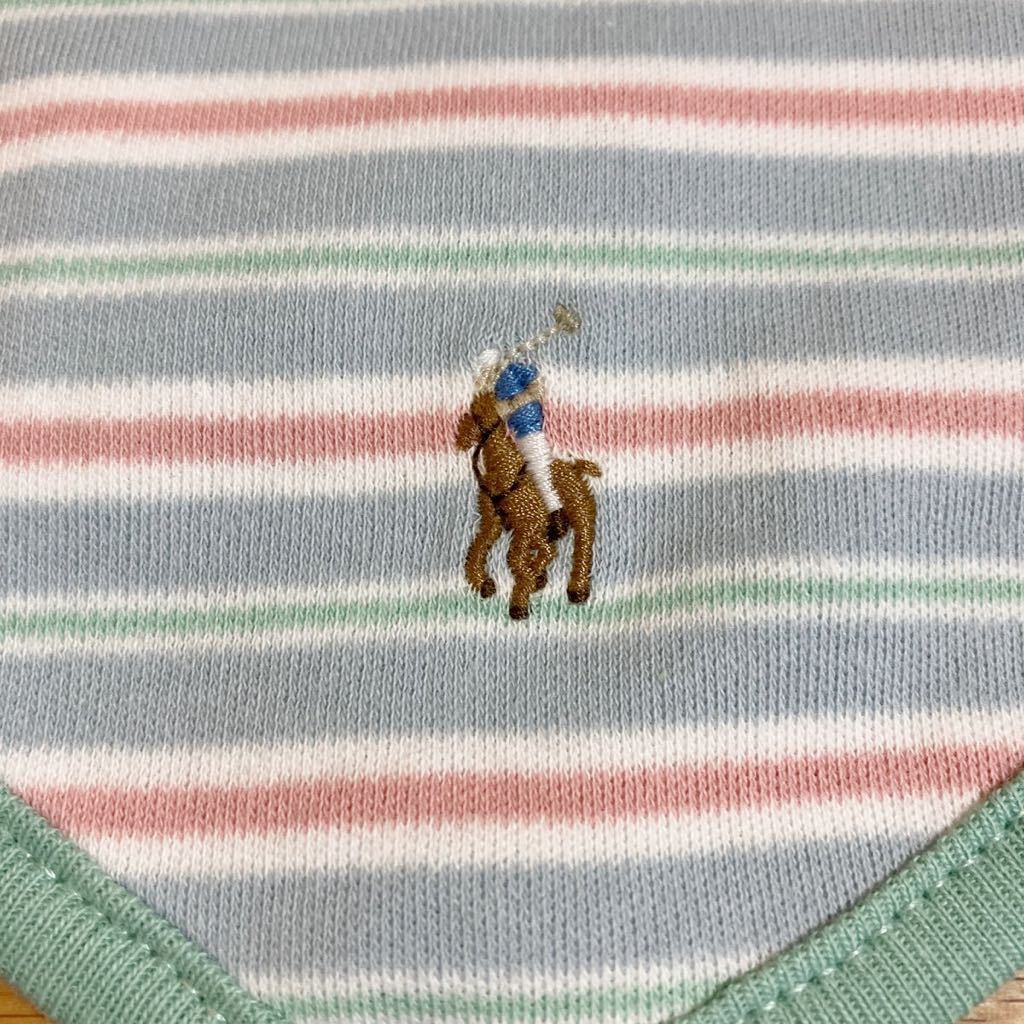 ￥6600 即決 新品 ポロ ラルフローレン コットン ベビースタイ 2枚セット グリーン ストライプ POLO RALPH LAUREN バンダナ型 男の子 双子_画像3