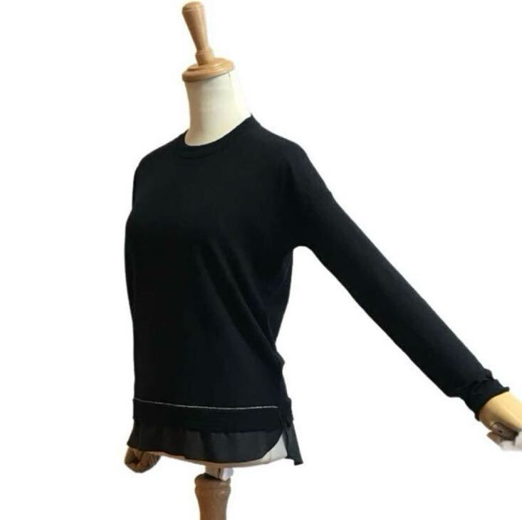 【PESERICO】 ウール100％ 裾ボールチェーン飾り ハイゲージニット_画像4