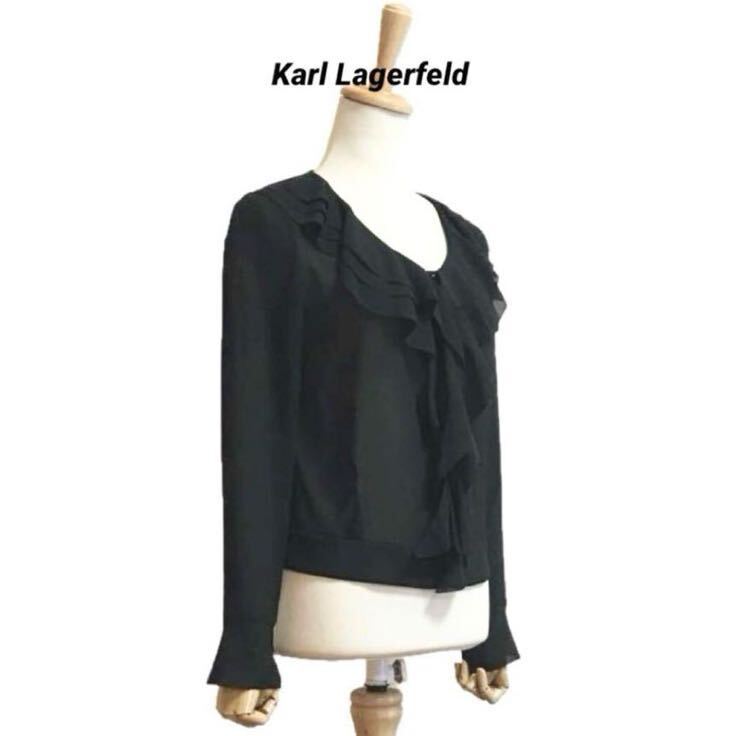 【Karl Lagerfeld】 シアーフリルブラウス_画像1