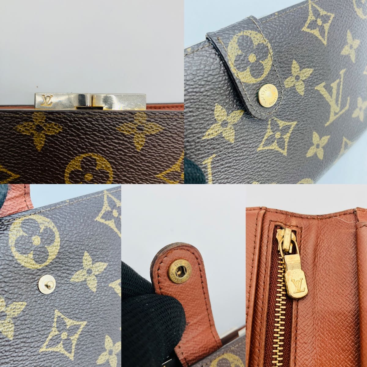 LOUIS VUITTON ルイヴィトン モノグラム 二つ折り財布 長財布 がま口　849