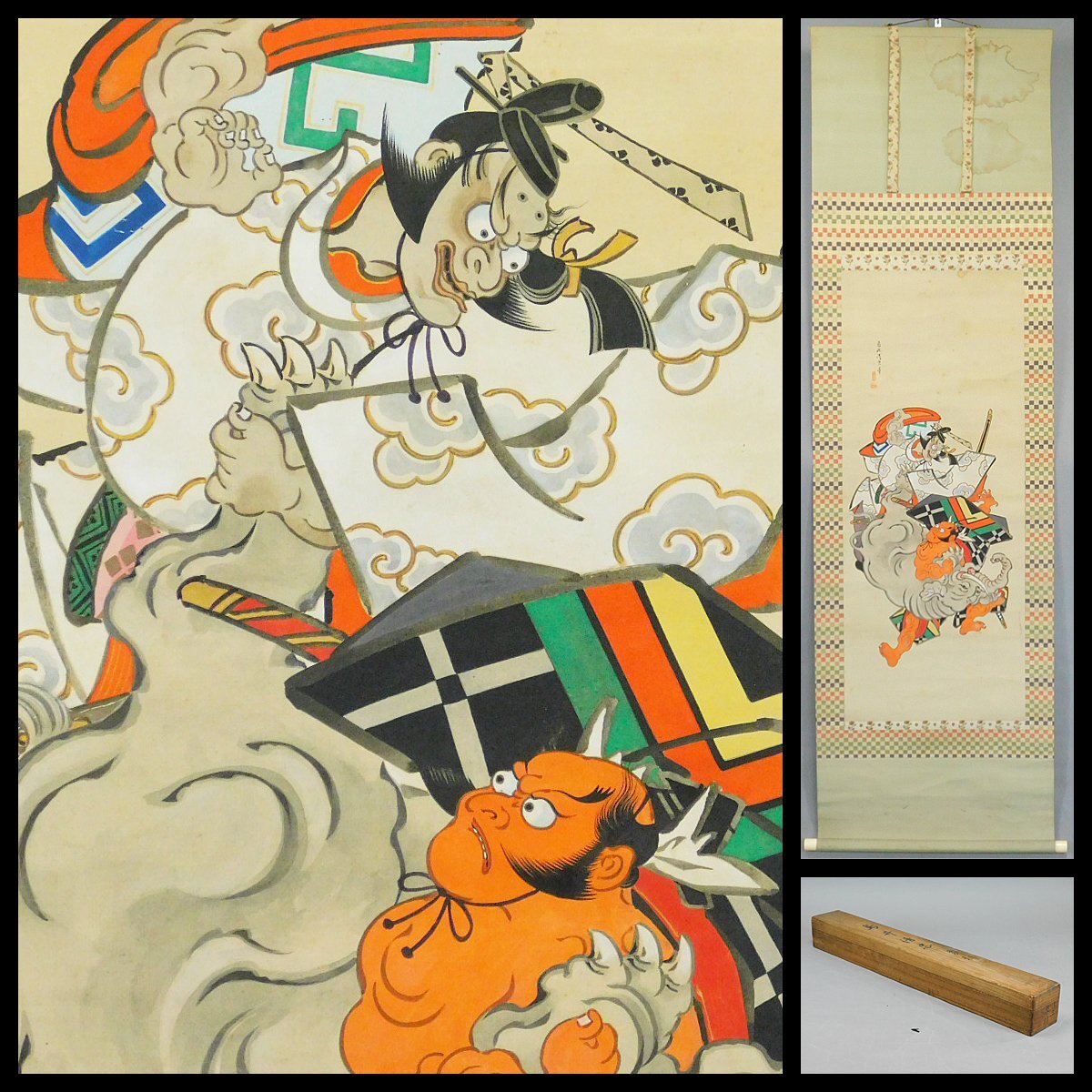 B-3250【真作】鳥居清忠 肉筆絹本淡彩 端午 箱書有 掛軸/浮世絵師 B-3250【真作】鳥居清忠 肉筆絹本淡彩 端午 箱書有 掛軸/浮世絵師