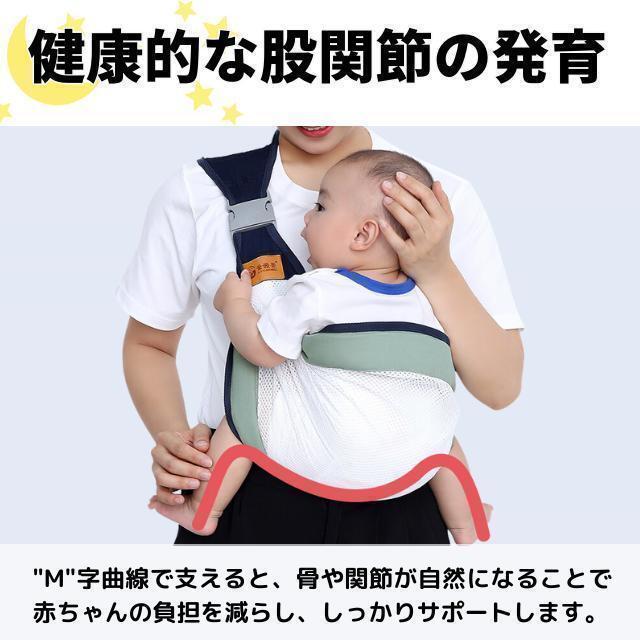 抱っこ紐 スリング グリーン ヒップシート 赤ちゃん 腰 ベビー 簡単 折り畳み　横抱き 対面抱き 2WAY 腰すわり　コンパクト ママパパ兼用_画像8