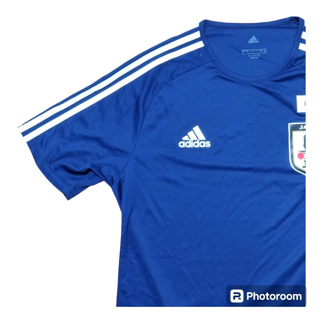 アディダス adidas サッカー日本代表 ホームレプリカシャツ 半袖シャツ メンズ Oサイズ 古着 応援グッズ クライマライトシリーズの画像3