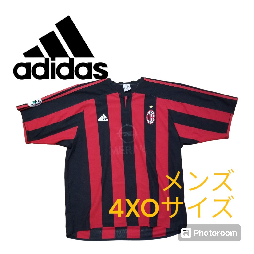 アディダス　adidas　メンズ　サッカー　イタリセリエA　名門ACミラン　レプリカユニフォーム　02-03シーズンモデル　4XLサイズ　古着_画像1