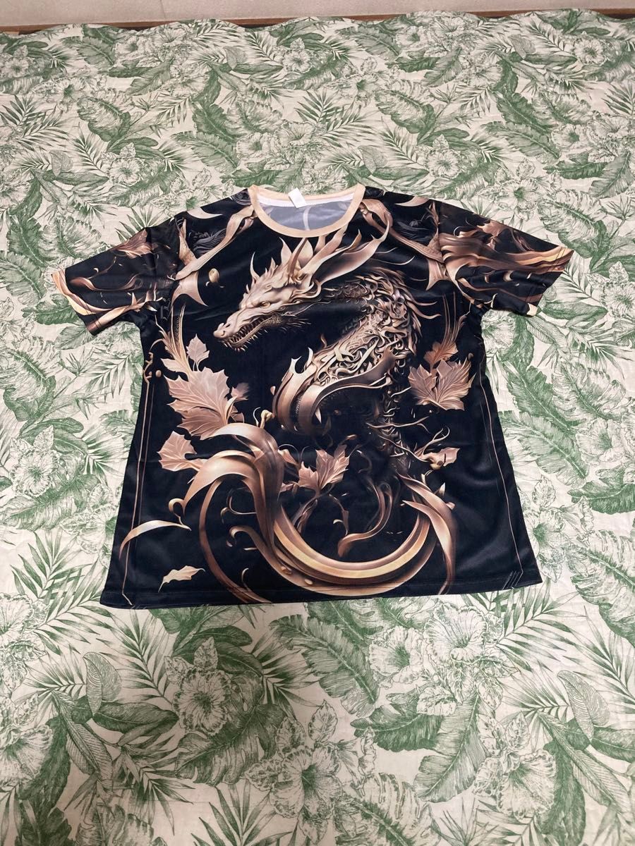 Men's Dragon Print Tシャツ、カジュアルな半袖クルーネックティー、アウトドア用の男性服