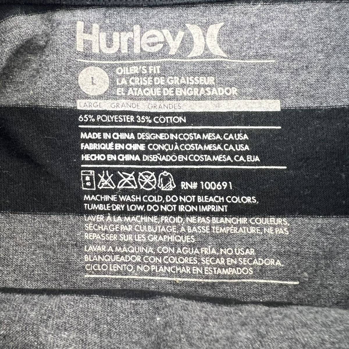 Hurley ☆ ボーダー ポケット Tシャツ 半袖 グレー ブラック スリム メンズ L 春夏 マリン サーフ アメカジ ストリート ハーレー■BK155_画像5