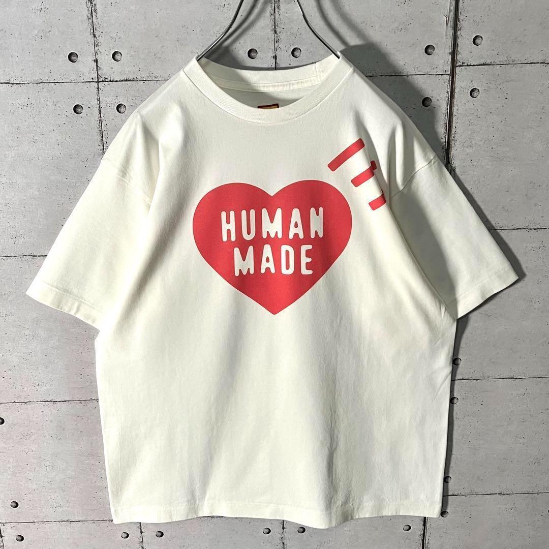 ヒューマンメイド HUMAN MADE ハート ロゴ ビッグ プリント Tシャツ Mサイズ クリーム オフホワイト 入手困難　6684