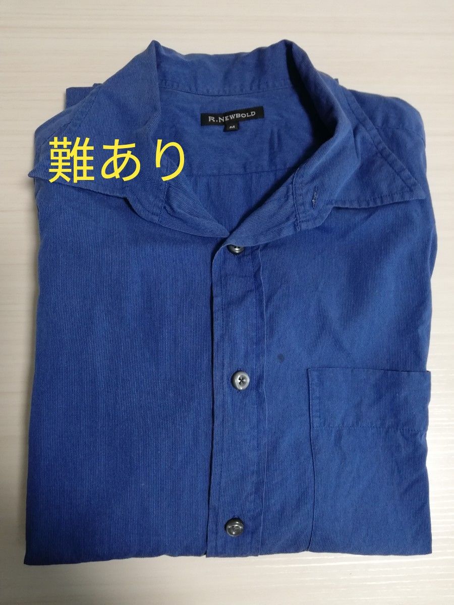 【難あり】半袖シャツ ブルー　R.NEWBOLD  アールニューボールド　Mサイズ