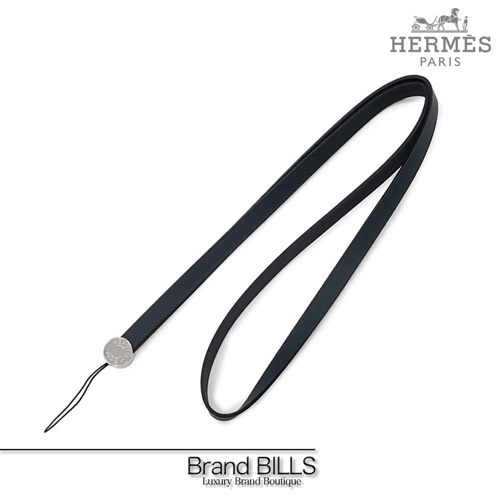  не использовался товар HERMES Hermes Serie ремешок на шею ремешок для мобильного телефона long leather темно-зеленый серебряный металлические принадлежности 
