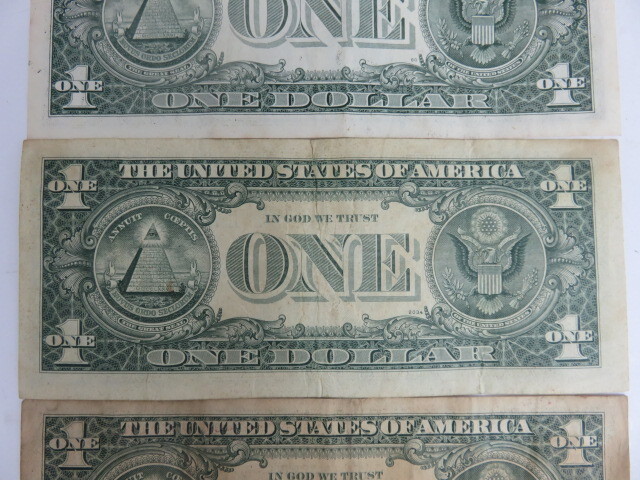 A59548 America .. страна USA доллар долларовая бакнота 1 доллар ×3 листов всего 3 доллар 