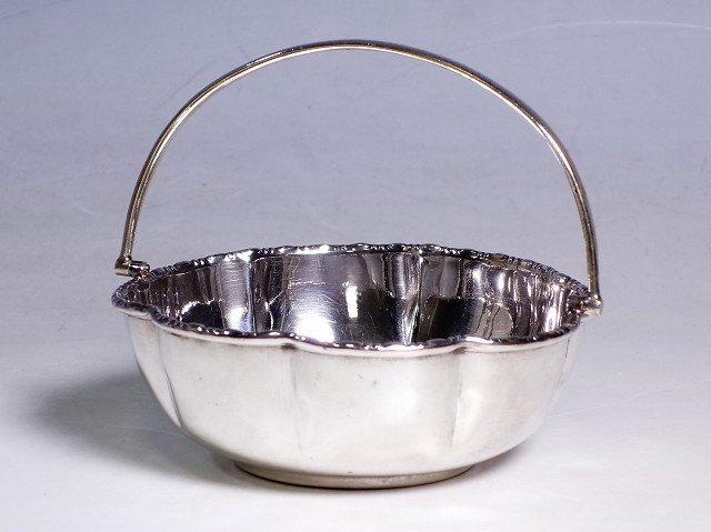 K05047[ Britain Vintage ] silver plate steering wheel attaching bowl 