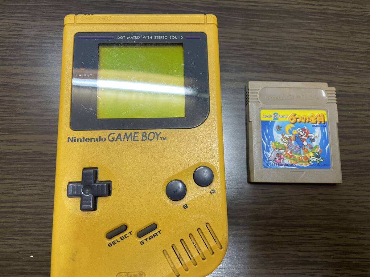 GAMEBOY ゲームボーイ イエロー 当時もの マリオソフト付 動作確認済（音、映像確認しました。）昭和レトロの画像1